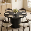 Round Dining Table for 4-6, 47 Inch Kitchen Table with Fluted Pedestal Base, for Kitchen Living Room Dining Room, Black