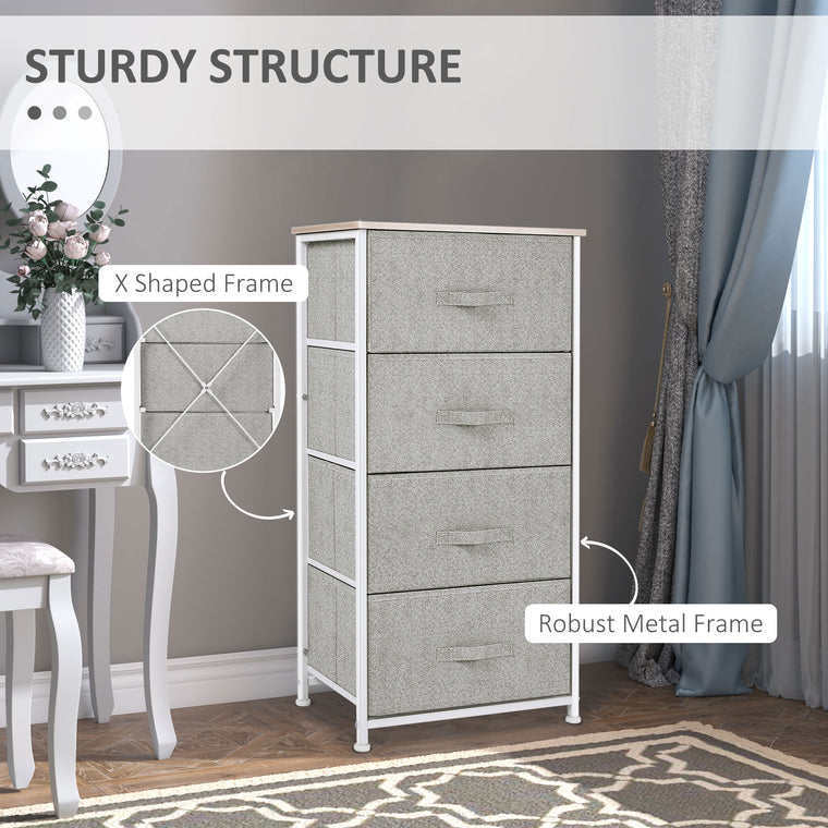 4-Drawer Storage Dresser Tower with Metal Frame