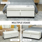 Storage Ottoman Bench, Foot Rest with Safety Hinges, 47 Inches Linen Storage Chest for Living Room, Cream White