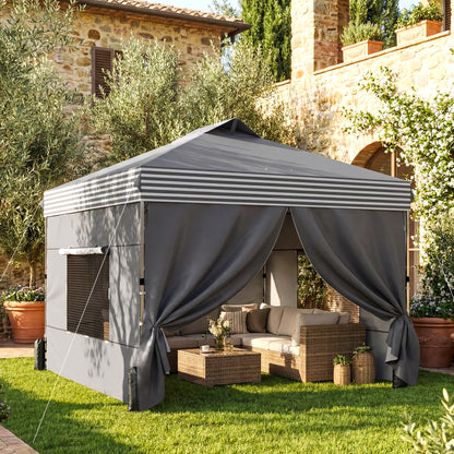 10' x 10' Dark Grey Pop-Up Canopy Tent with 4 Sidewalls