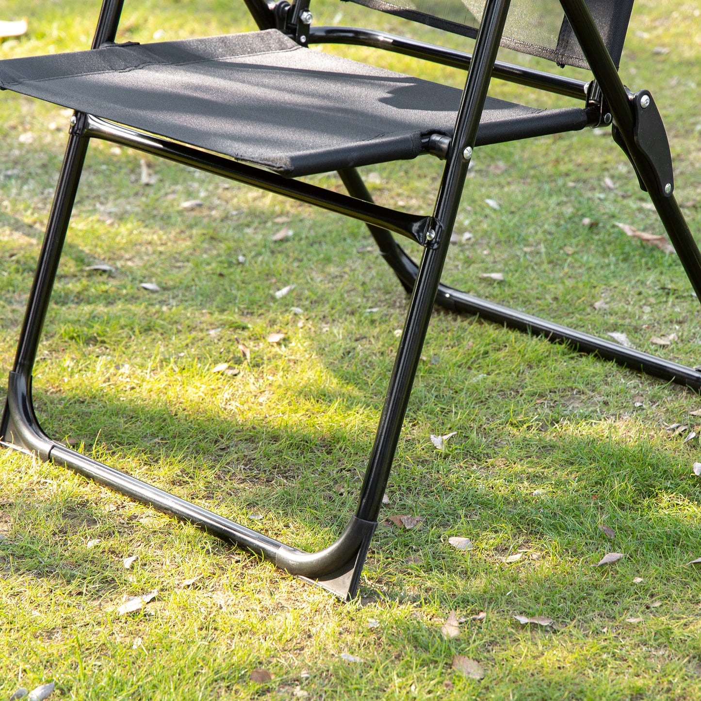 Set of 4 Camping Chairs, Outdoor Folding Lounge Chair Set with 5 Level Adjustable Backrest, Removable Headrest, Armrest for Camping, Backyard, Grey