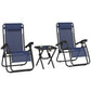 Zero Gravity Chair Set of 2 Patio Chair with Side Table Cupholders and Pillows for Pool, Backyard, Lawn, Blue