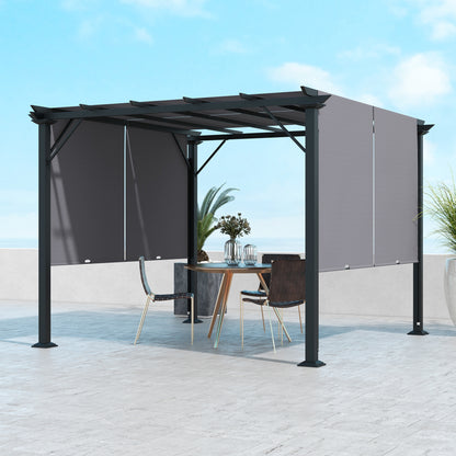 10' x 10' Retractable Pergola Canopy for Backyard, Grey