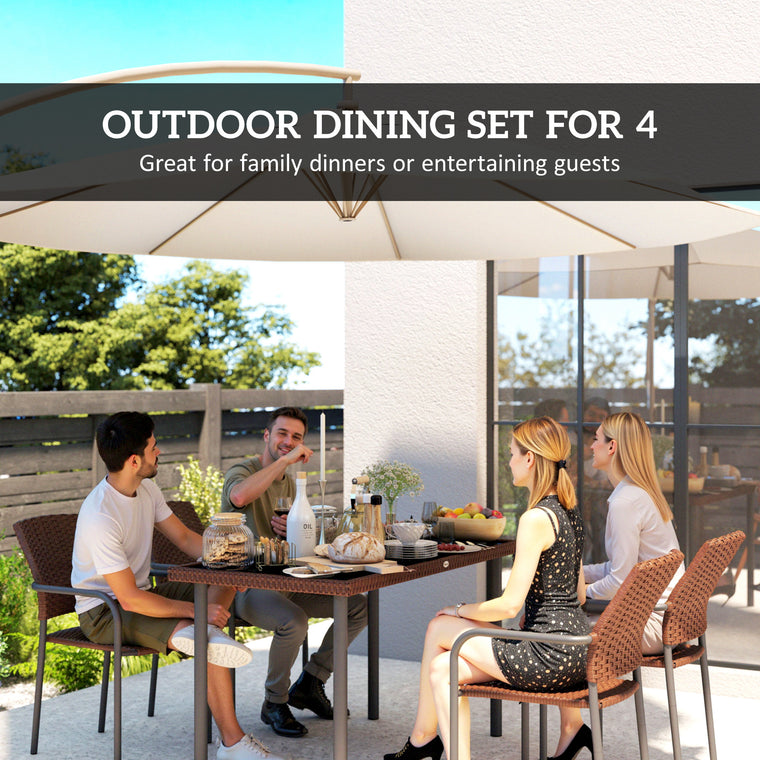 5-Piece PE Wicker Dining Set with Stackable Chairs