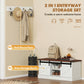 Coat Rack Shoe Bench Set 2-Piece Hall Tree Storage 4 Hooks Sliding Barn Doors White and Dk Walnut