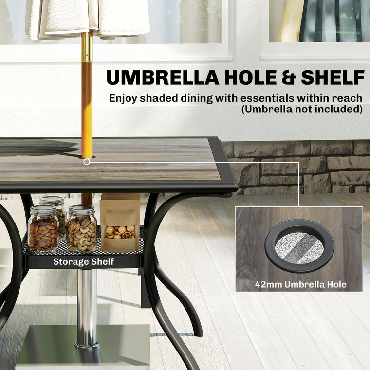 5-Piece Dining Set with Stackable Chairs and Umbrella Hole