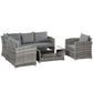 5 Pieces Wicker Patio Furniture Set with 4" Thick Cushions, Outdoor PE Rattan Garden Conversation Sectional Sofa Set with Glass Top Two-tier Coffee Table, Grey