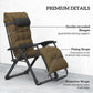 Folding Garden Chair, Reclining Zero Gravity Chair, Sun Lounger with Cushion and Headrest, Khaki