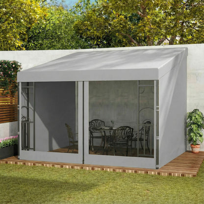 10' x 10' Wall Pergola with Curtains and Netting