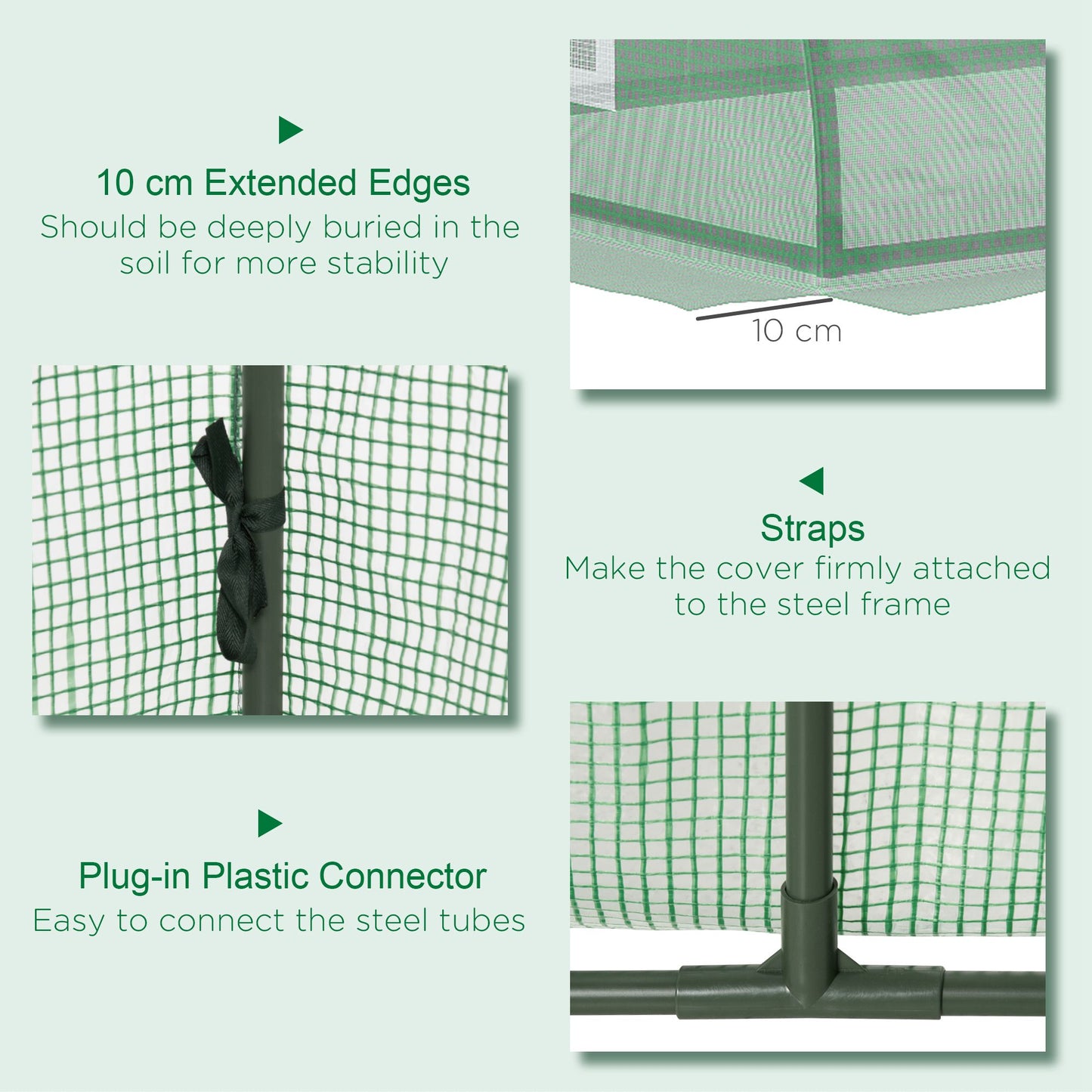 Portable Mini Greenhouse, Tunnel Growing Tent with 5 Mesh Windows and Steel Frame