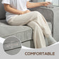 Three Seater Sofa, Fabric 3 Seater Couch with Spring Cushion and Cup Holders for Living Room, Bedroom, Light Grey