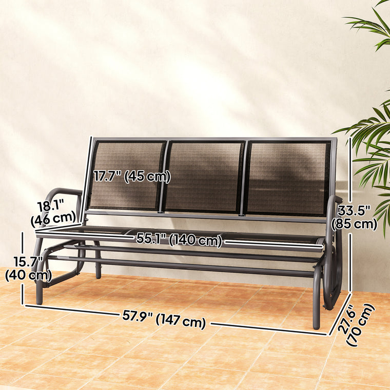 Black 3-Seat Outdoor Glider Chair with Sling Seat