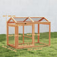 Wooden Chicken Run, Outdoor Chicken Coop with Perch and Dual Doors, Combinable Hen House Rabbit Hutch for Backyard