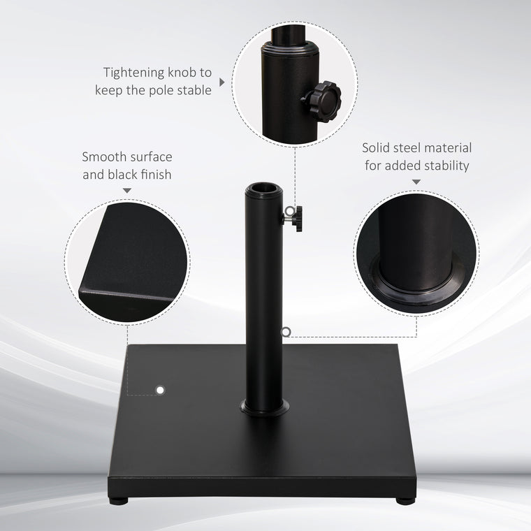 40 lb Black Steel Square Umbrella Base with Adjustable Knob