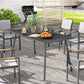 Rectangle Patio Dining Table for 6 Person, Metal Steel Slat Outdoor Table, for Lawn, Garden, 59" x 31.5" x 29", Grey