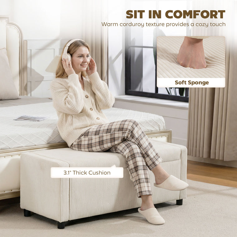 Corduroy Storage Ottoman End of Bed Bench