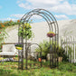 7.4ft Steel Garden Arch with Gate, Garden Arbor Trellis for Climbing Plants, Roses, Vines, Wedding Arch for Outdoor, Garden, Lawn, Backyard, Black