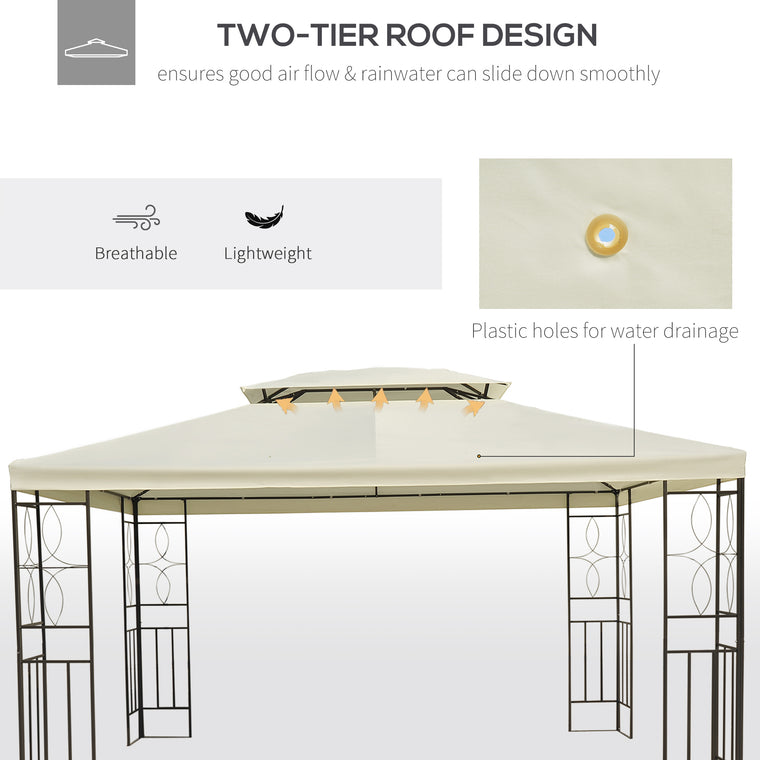 10x13ft Cream White Steel Gazebo with Vented Roof