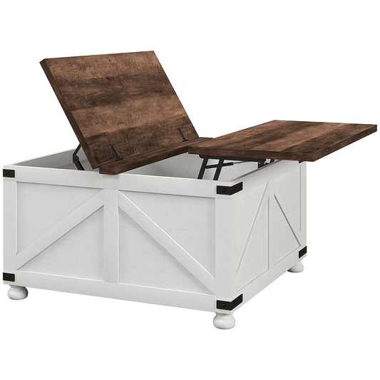 32" Farmhouse Lift-Top Coffee Table with Storage - Antique White