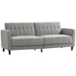 Convertible Bed with Couch, Button Tufted Fabric Sofa Bed with Adjustable Back for Living Room, Grey