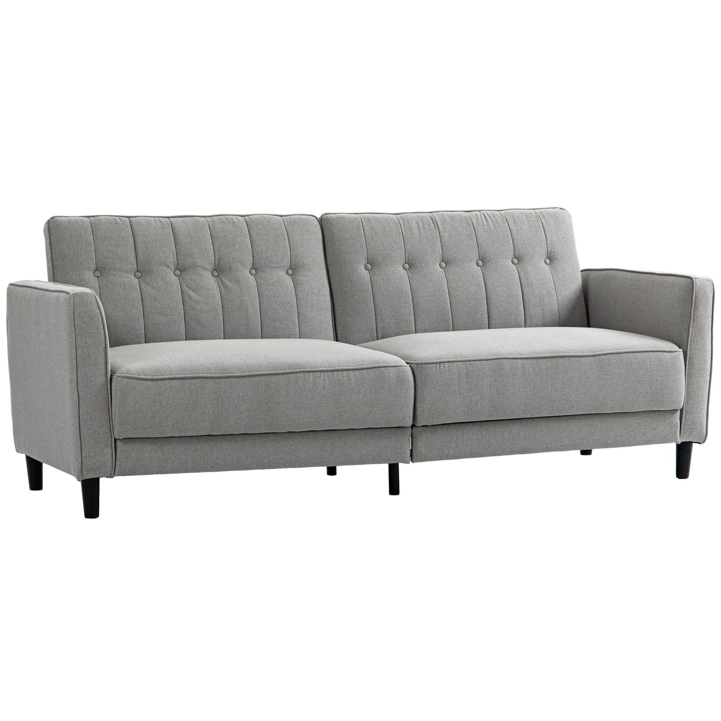 Convertible Bed with Couch, Button Tufted Fabric Sofa Bed with Adjustable Back for Living Room, Grey
