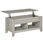 Lift Top Coffee Table with Hidden Storage Compartment and Open Shelves, Lift Tabletop Pop-Up Center Table for Living Room, Light Grey