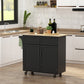 Rolling Kitchen Island, Kitchen Cart on Wheels with 2 Storage Drawers, 2 Door Cabinets and Towel Rack for Dining Room (Black, 2-Doors)