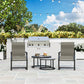C Spring Motion Patio Chairs Set of 2 with Curved High Backrest, Armrest, All Weather Breathable Fabric, Metal Frame
