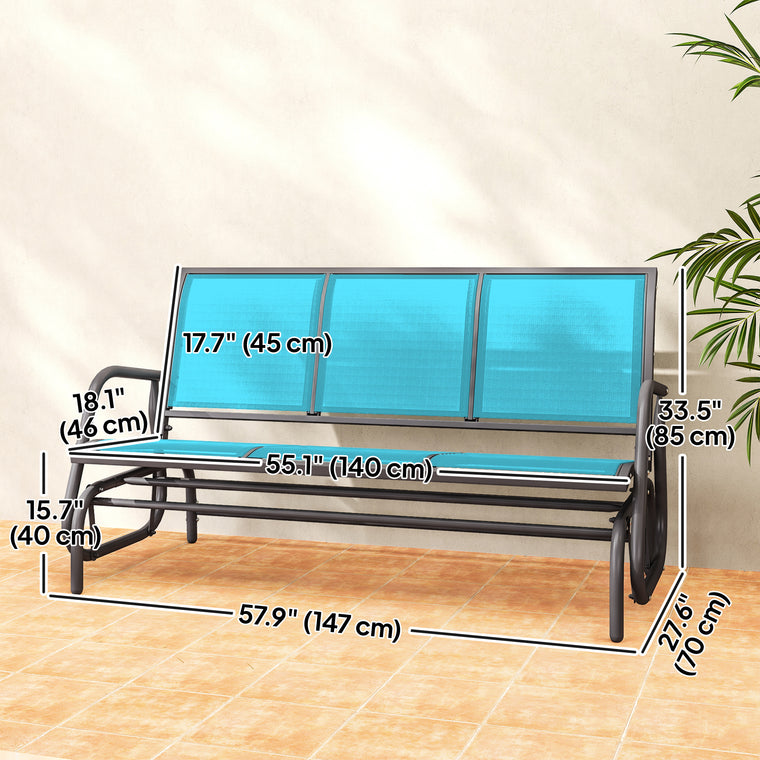 3-Seat Steel Frame Glider Chair with Sling Fabric Seat