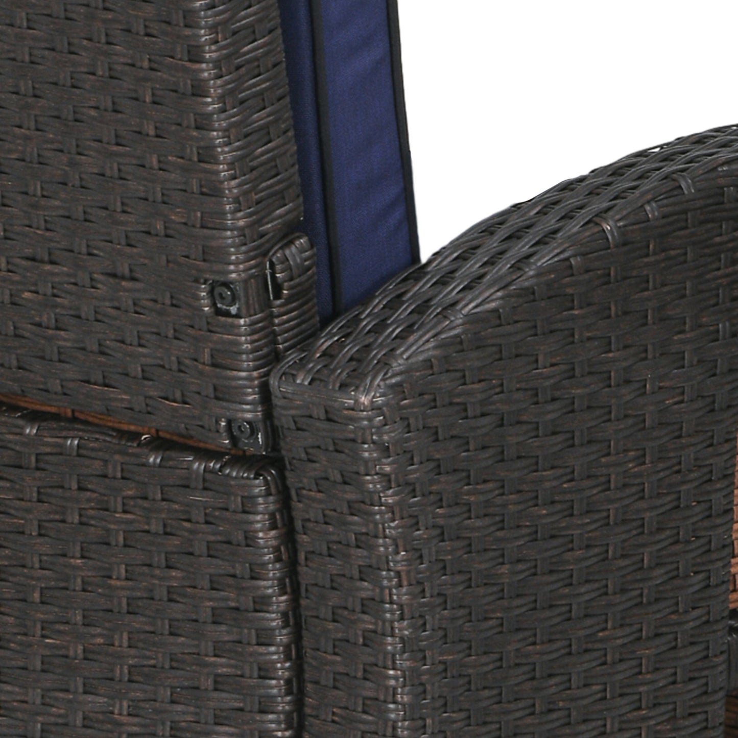 Outdoor Recliner Chair with Adjustable Backrest, Cushion, Side Tray, Black