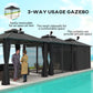 10' x 10' Outdoor Hardtop Gazebo Canopy with Double PC Roof, Steel Frame, Nettings, Curtains for Garden Lawn Deck, Black