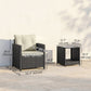Outdoor Bistro Set, 3 Piece Wicker Patio Furniture Set with 2-Tier Glass Top Table, Cushions for Porch, Balcony, Beige