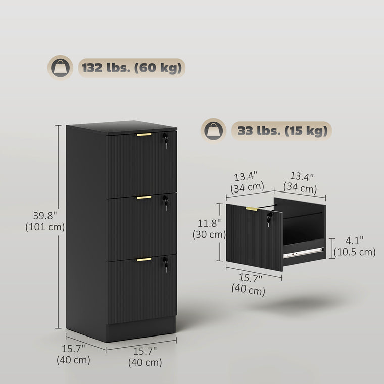3-Drawer Lockable Filing Cabinet