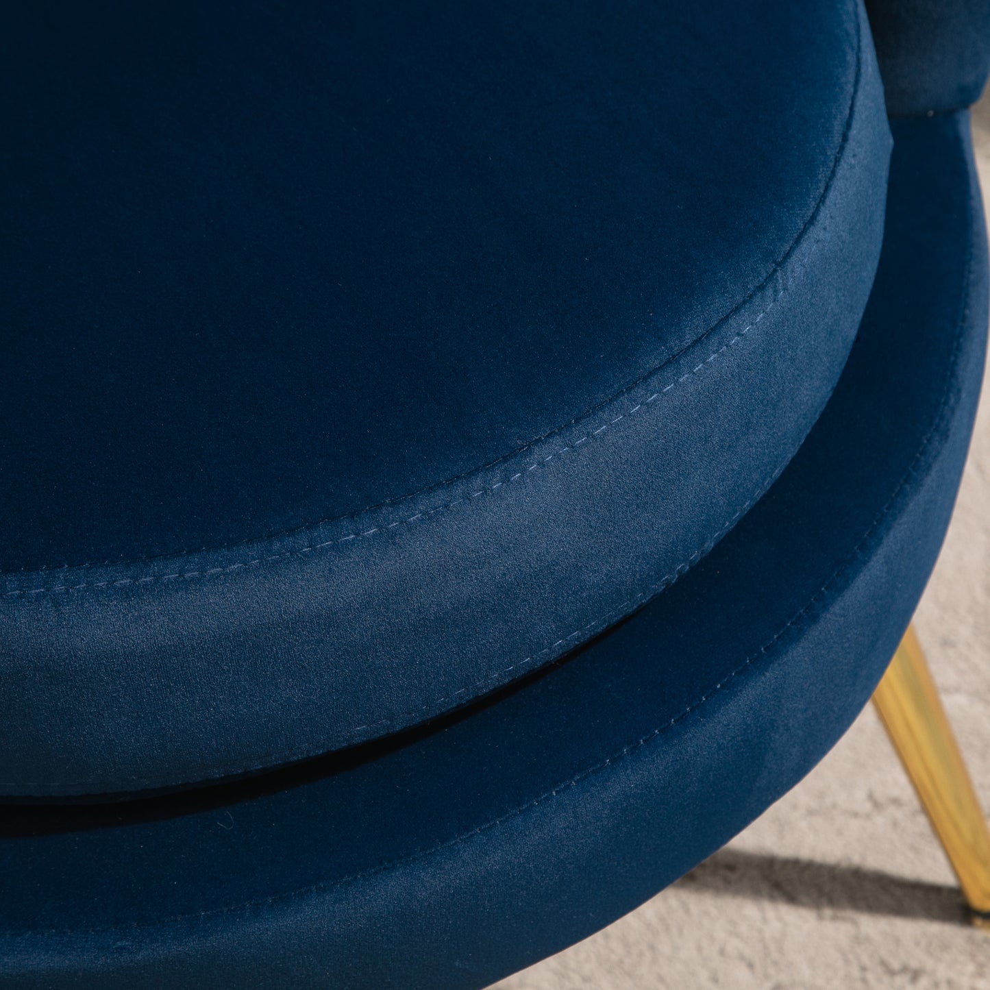 Modern Accent Chair, Velvet-Touch Fabric Leisure Club Chair with Gold Metal Legs for Bedroom, Blue