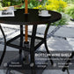 35.5" Round Outdoor Dining Table for 4, Metal Garden Patio Table with 1.6"-2" Umbrella Hole, Shelf, Slatted Top, Black