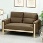 53" Loveseat Sofa, Small 2 Seater Couch with Solid Wood Legs, Modern Velvet Sofa for Living Room, Small Spaces,Brown