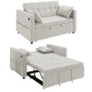 3-in-1 Convertible Sofa Bed, Pull-Out Sleeper Sofa with USB Charging, Adjustable Backrest and Side Pockets, Beige