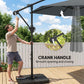 9.7 ft Offset Patio Umbrella with Water/Sand Fillable Weights, Garden Hanging Parasol with Locking Latch, Dark Grey
