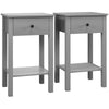 End Tables Set of 2 with Drawer and Shelf - Grey