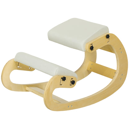 Adjustable Rocking Wood Kneeling Chair - Cream White