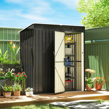 5' x 3' Lean-To Metal Garden Shed with Lockable Door