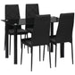 Dining Table and Chairs Set for 4, Modern 5 Pieces Kitchen Table Set with Glass Table, Padded Seat and Steel Frame