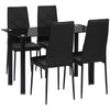 5-Piece Glass Dining Table Set for 4 - Black