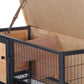Rabbit Hutch, Wooden Bunny Cage Indoor Outdoor Bunny Hutch with Tray and Openable Water-Resistant Roof, Yellow