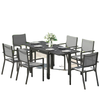 7 Pieces Outdoor Dining Set, Aluminum Patio Table and Chairs Set for 6 with Extendable Tabletop and Stackable Chairs