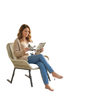 3 Piece Rocking Bistro Set Outdoor Patio Furniture Set with Cushions, Glass Coffee Table for Balcony, Cream White