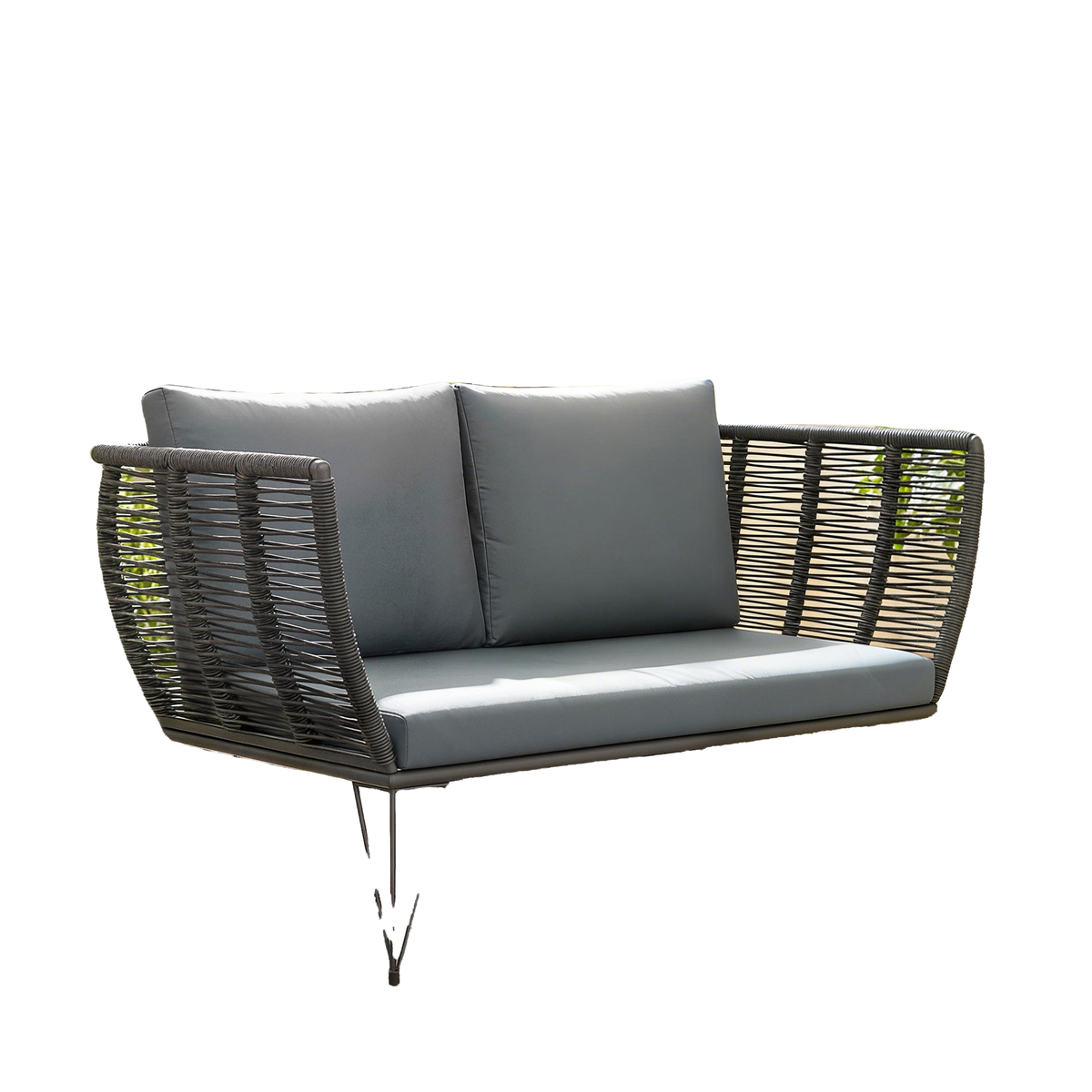Outdoor Couch Patio Sofa with Cushions, 2 Seater Patio Furniture Loveseat with Galvanized Steel Frame, Light Grey