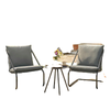 Outdoor Bistro Set, 3 Piece Patio Furniture Set with 2 C Spring Chairs and Round Table for Balcony, Light Grey