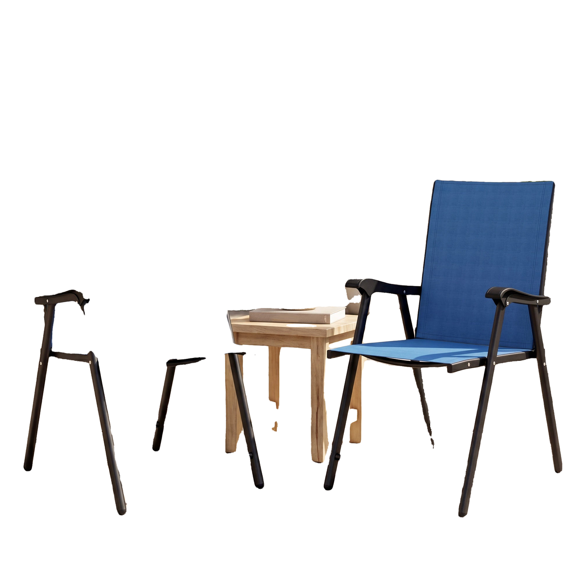 Folding Patio Chairs Set of 2, High Back Outdoor Dining Chairs with Breathable Mesh Seat for Lawn, Deck, Blue