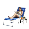 Tanning Chair with Face Hole and Side Table, Folding Outdoor Lounge Chair with Carry Straps, Side Pocket, Navy Blue